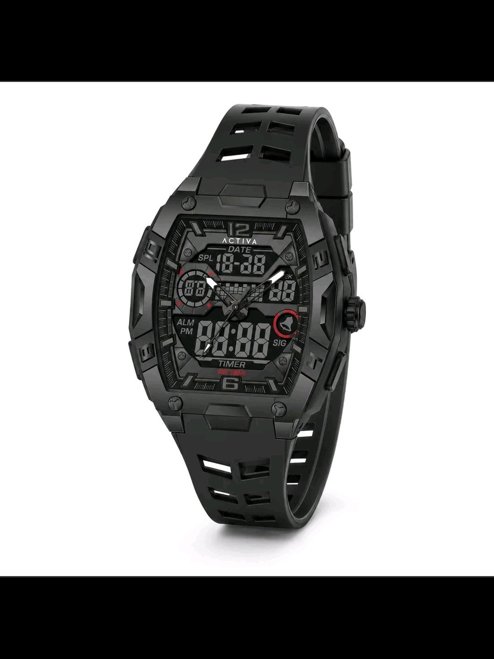 Ativa Black Digital Sport Watch with Red Accents